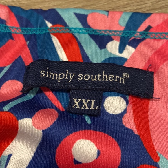 Simply Southern Pink and Blue Printed Leggings - Picture 2 of 4